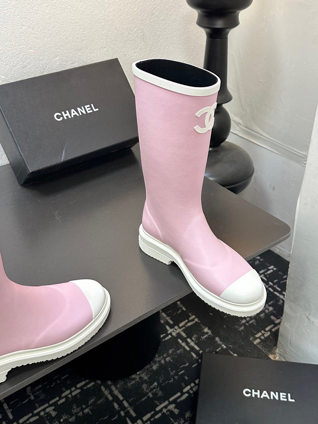 CC RAINBOOTS IN PINK TPU WHITE LOGO