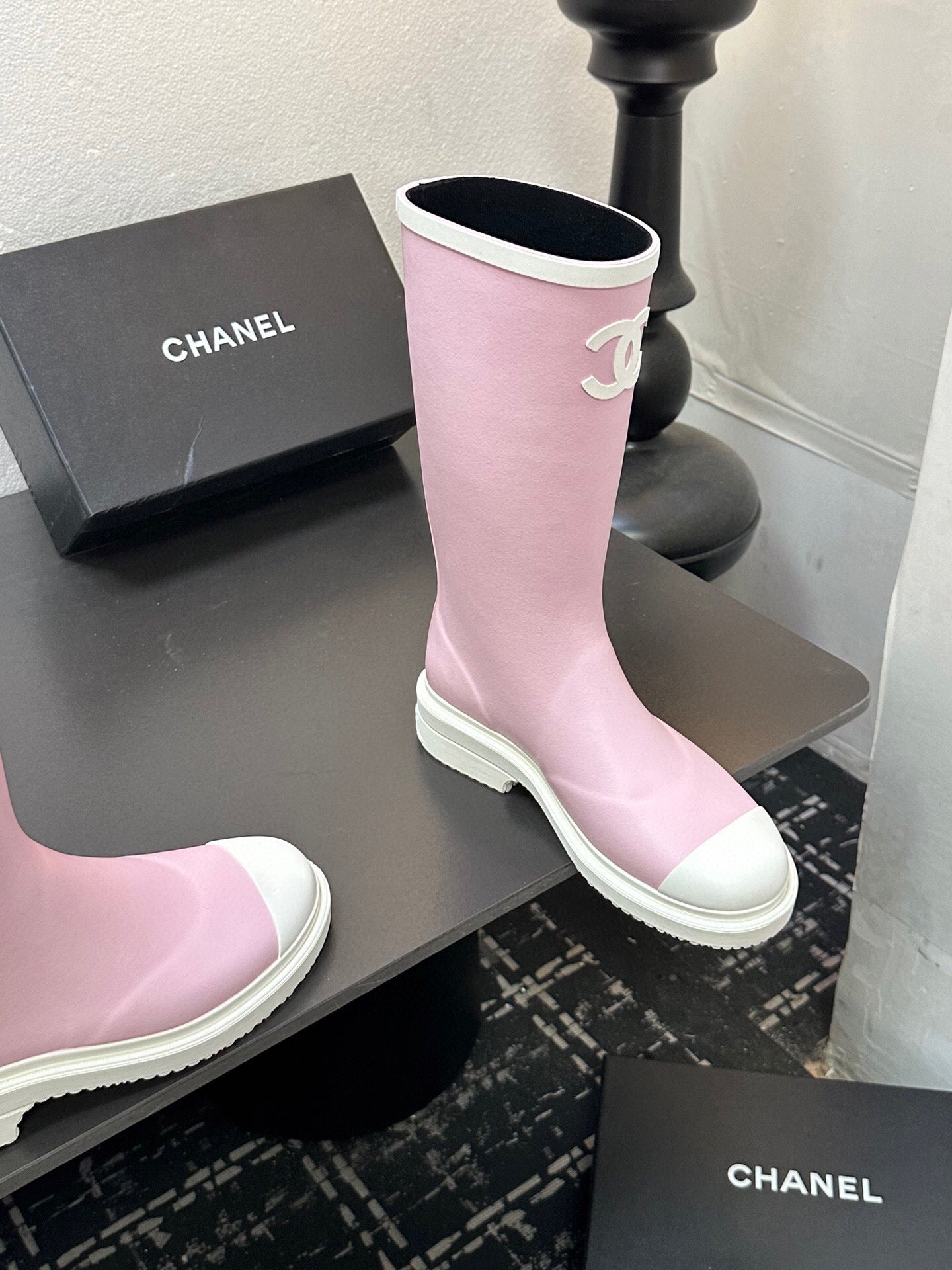 CC RAINBOOTS IN PINK TPU WHITE LOGO