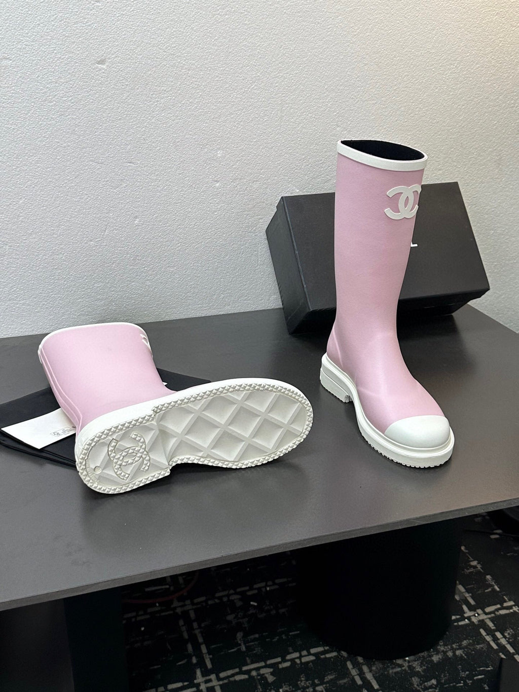 CC RAINBOOTS IN PINK TPU WHITE LOGO