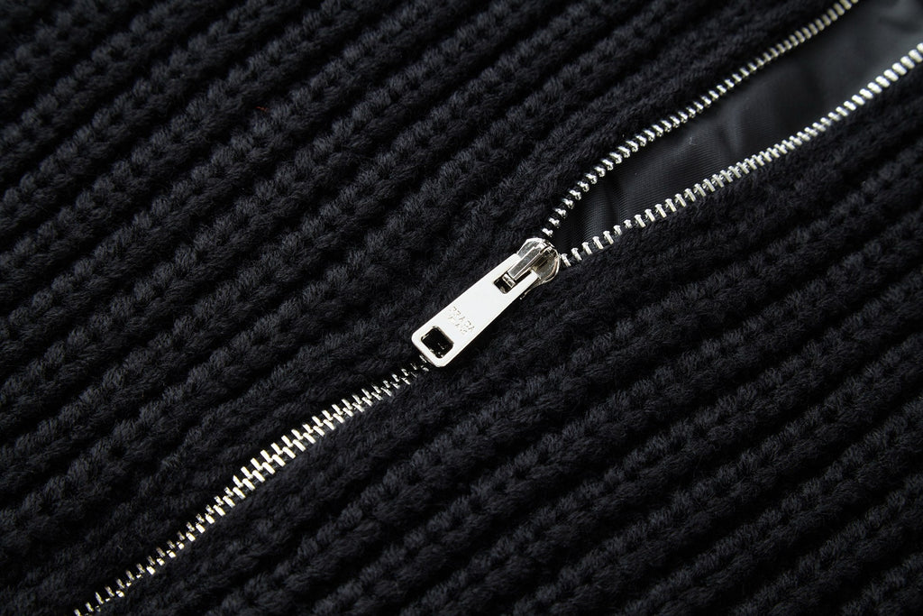 PRADA ZIP-UP IN BLACK WOOL