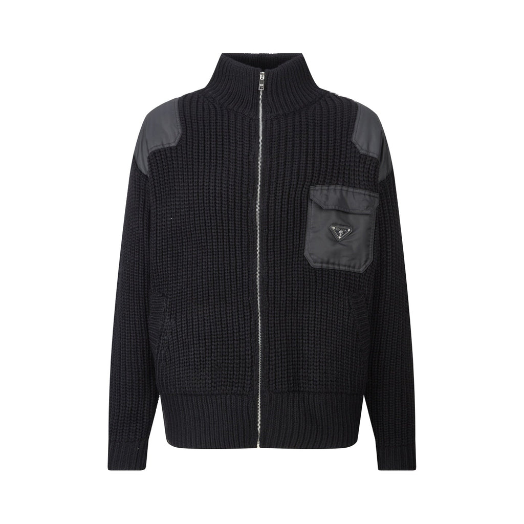 PRADA ZIP-UP IN BLACK WOOL