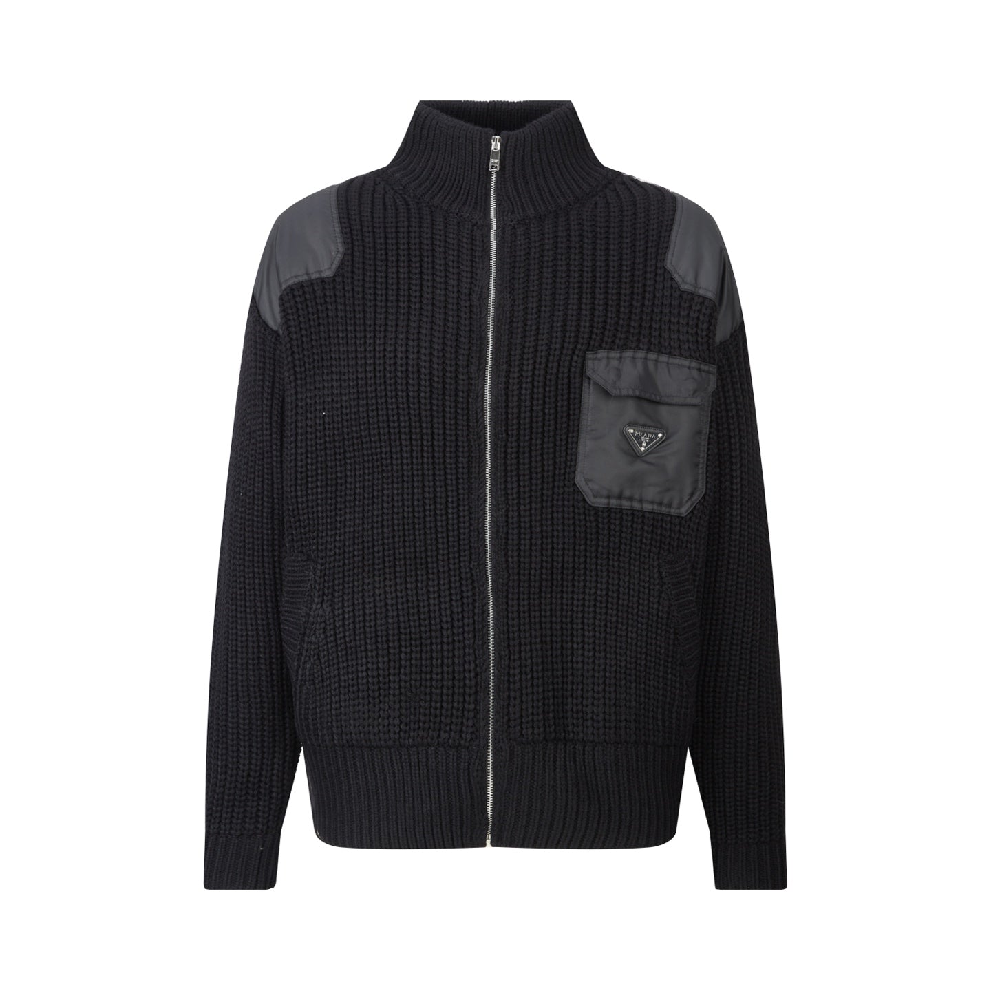 PRADA ZIP-UP IN BLACK WOOL