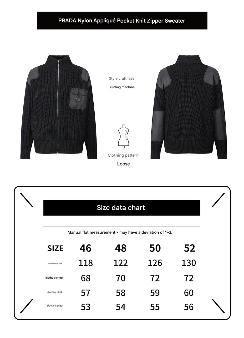 PRADA ZIP-UP IN BLACK WOOL