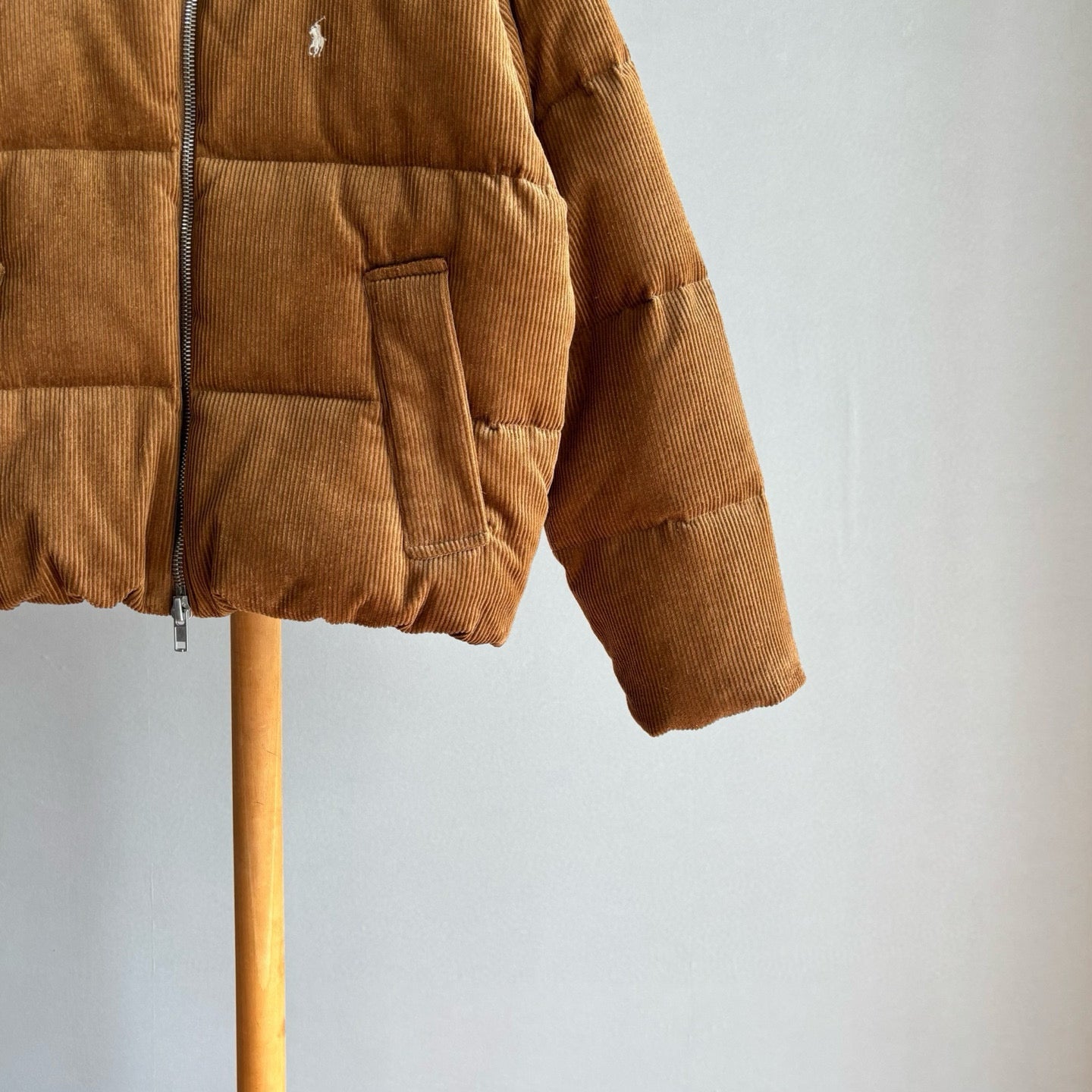 RALPH LAUREN CORDUROY DOWN JACKET IN TAN BROWN