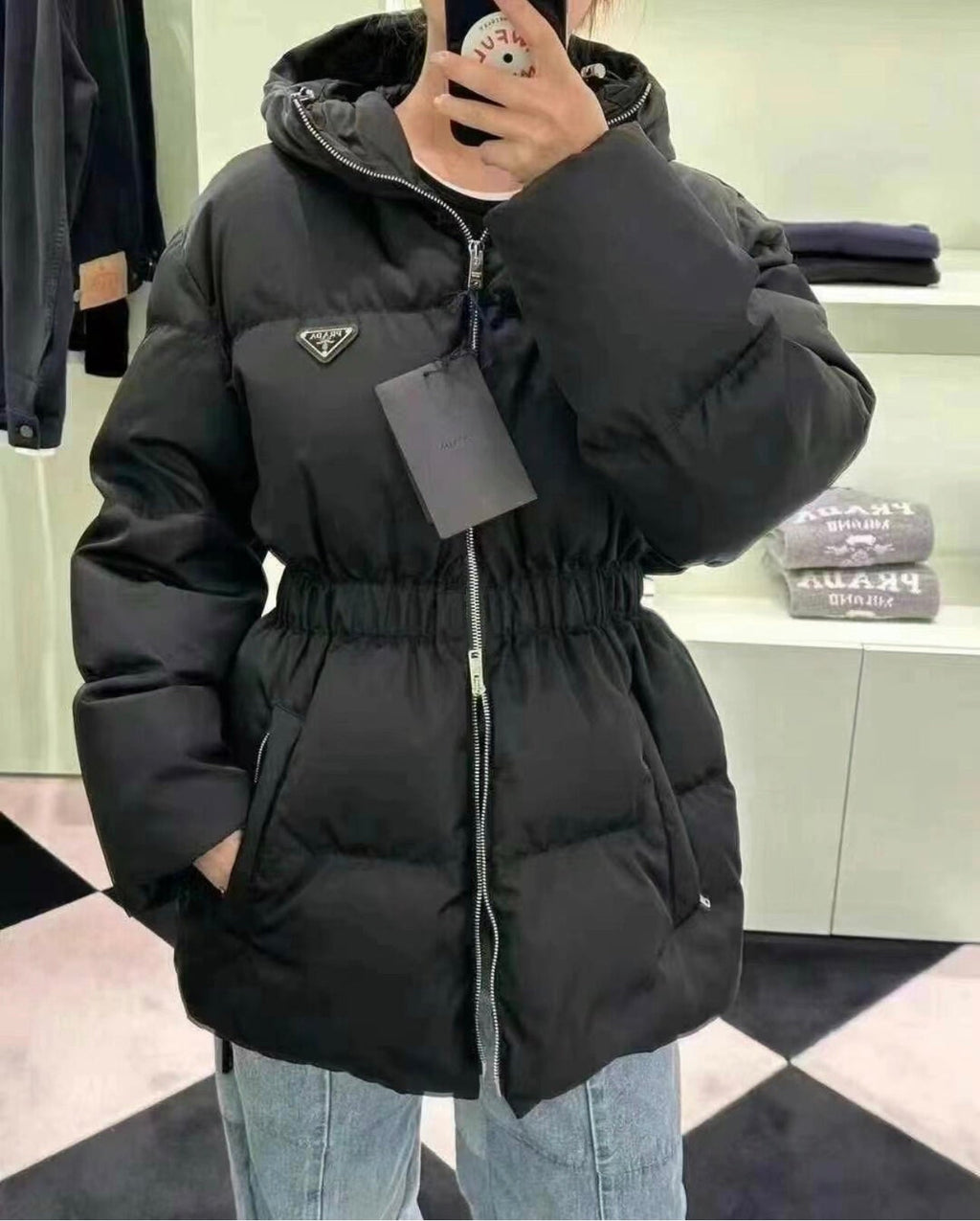 PRADA RE NYLON ZIPPER DOWN JACKET STYLE 1225