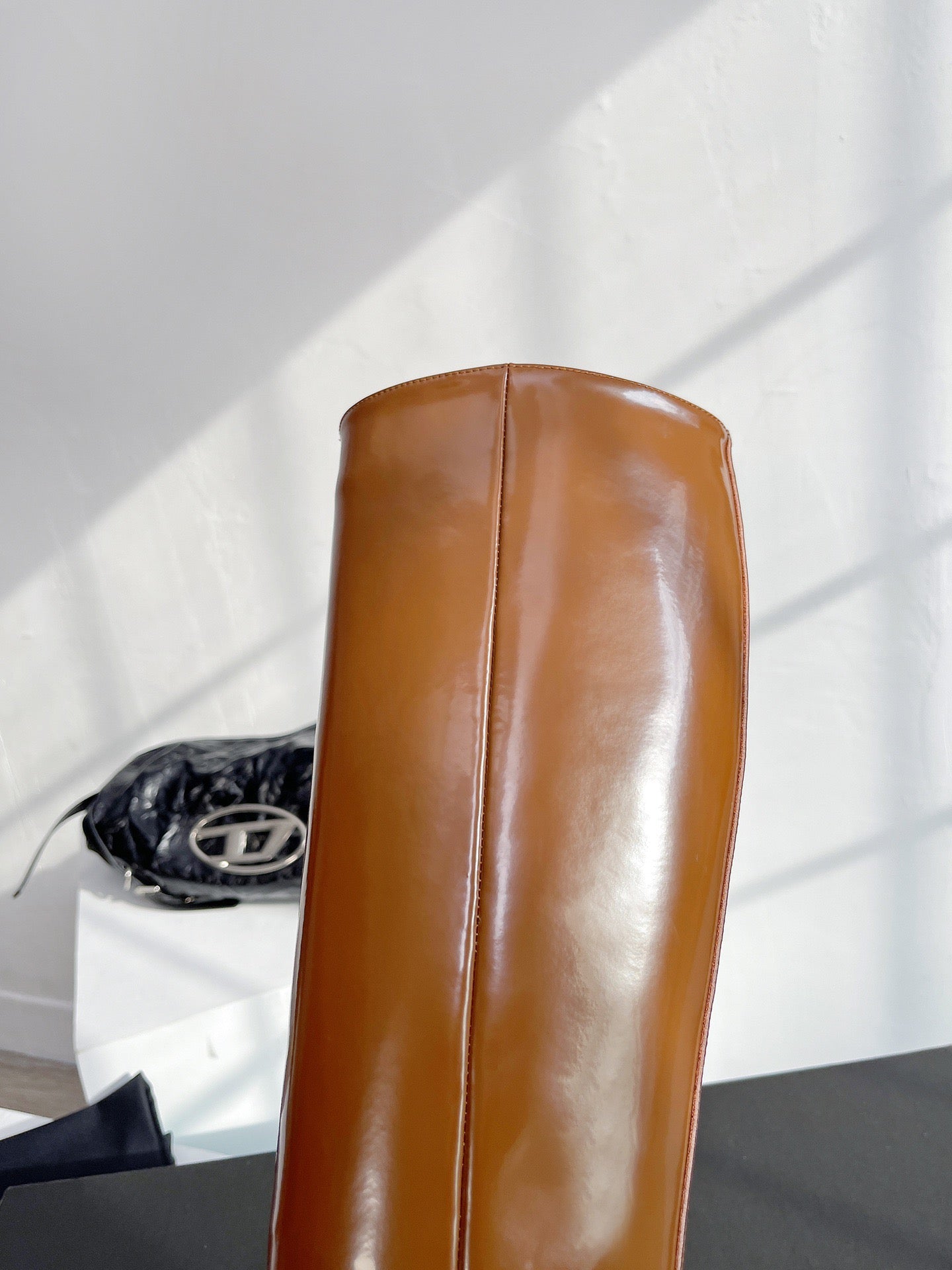 YSL VENDOME HIGH BOOTS IN CARAMEL BROWN CALFSKIN