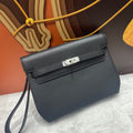 KELLY DEPECHES 25 IN BLACK TOGO CALFSKIN SILVER HARDWARE