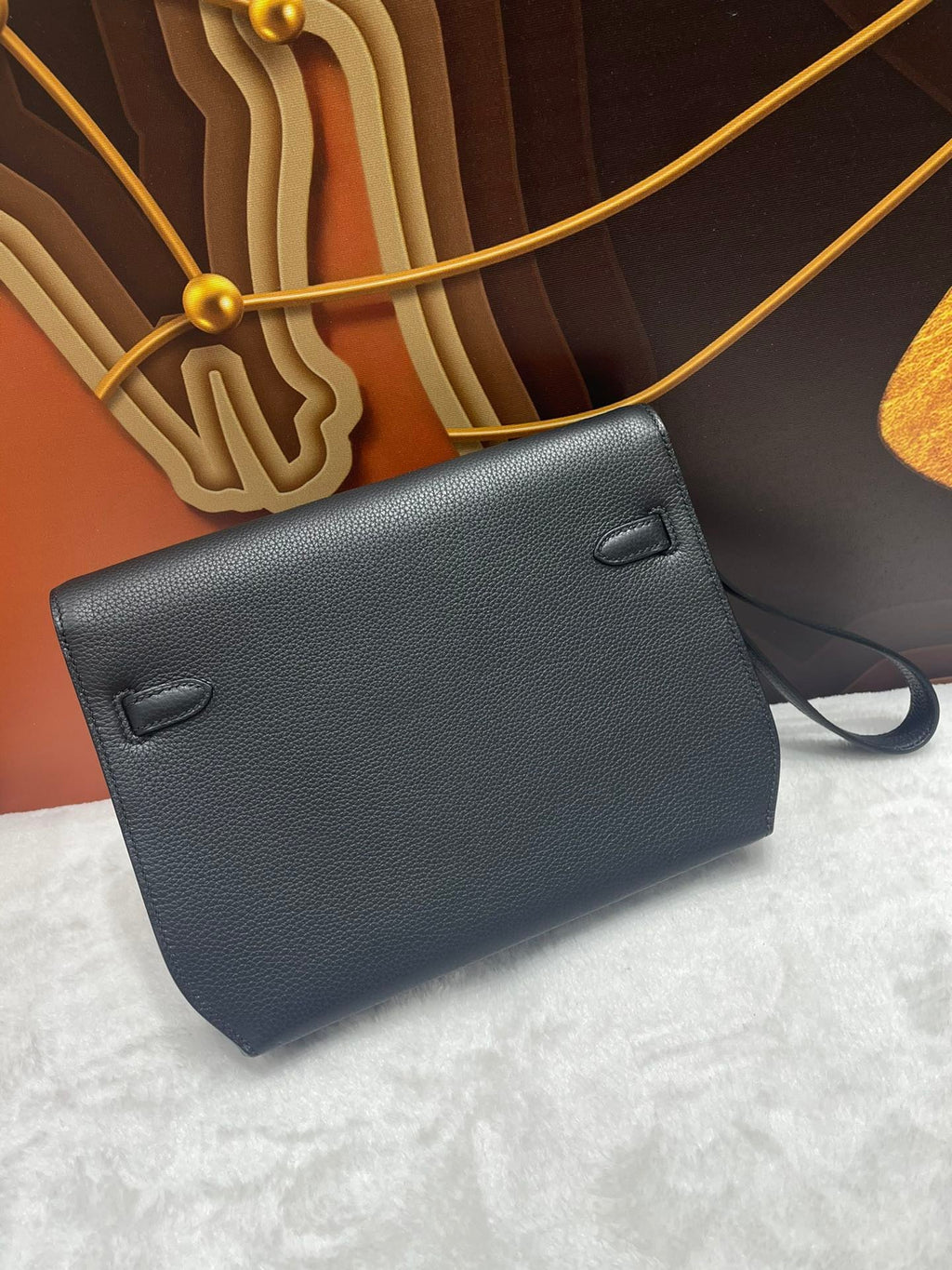 KELLY DEPECHES 25 IN BLACK TOGO CALFSKIN SILVER HARDWARE
