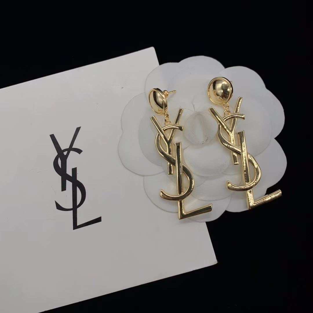 YSL EARRINGS IN SHINY GOLD