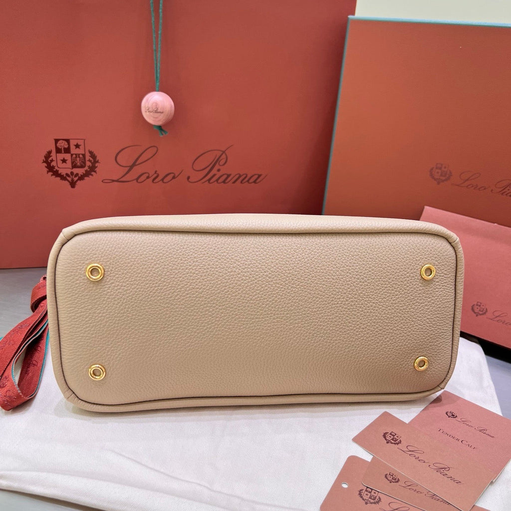 LORO PIANA NEEDLE BAG 30 IN DARK BEIGE CALFSKIN