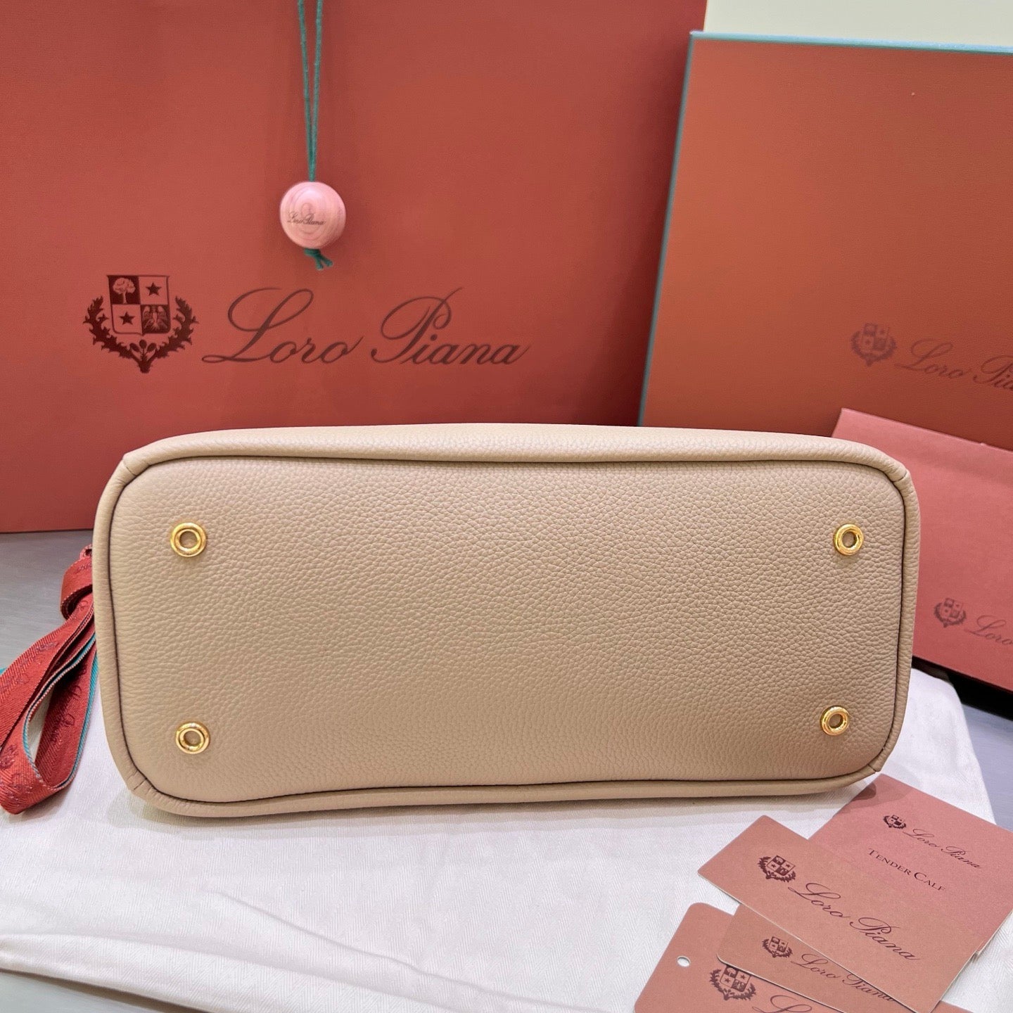 LORO PIANA NEEDLE BAG 30 IN DARK BEIGE CALFSKIN