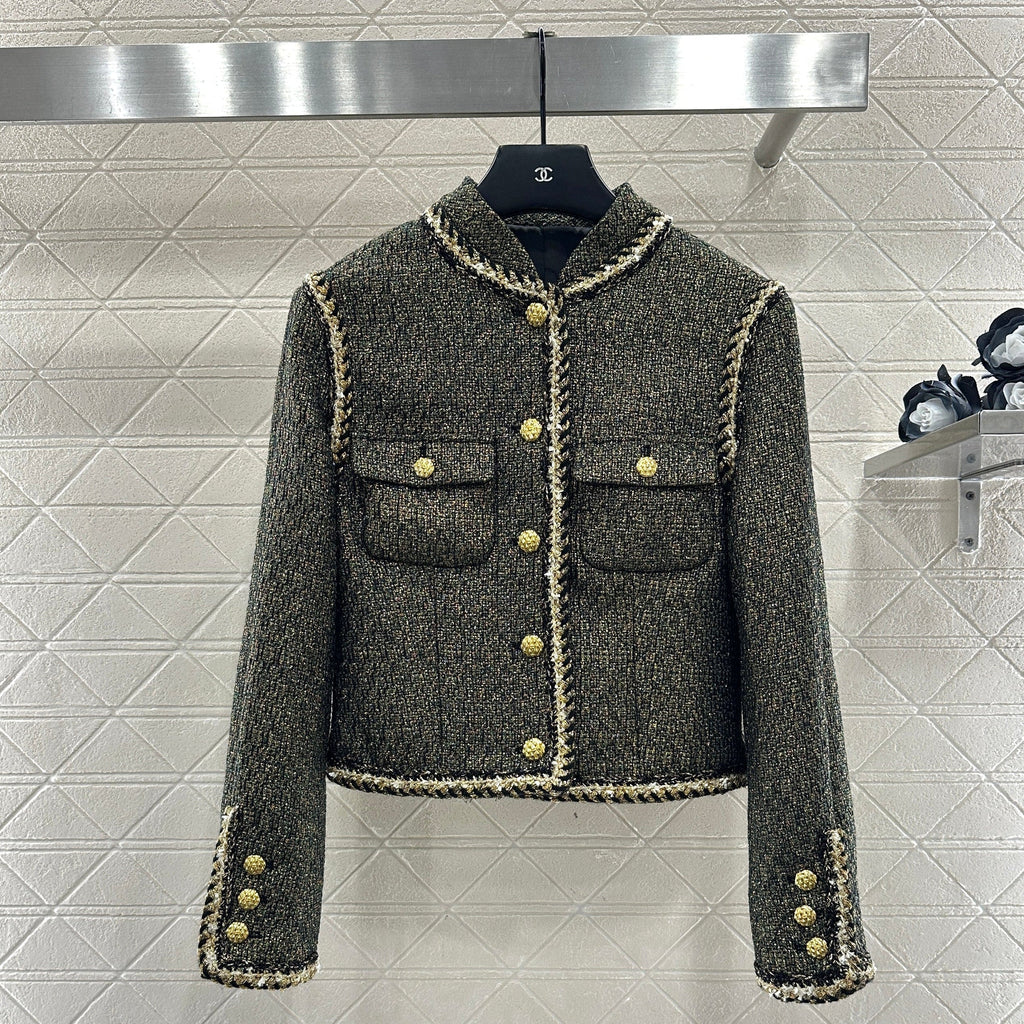 CHANEL SET IN BLACK MIX GOLD-TONE TWEED