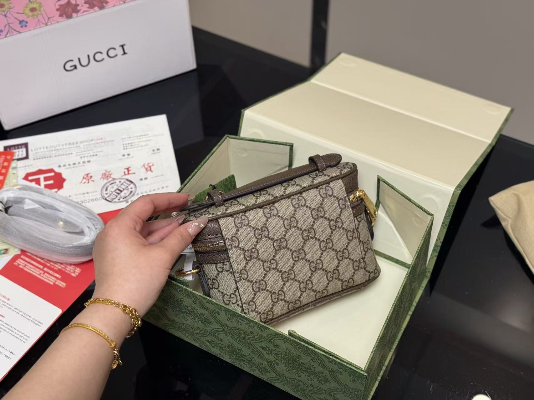 GUCCI OPHIDIA MINI BAG 15 IN BROWN GG CANVAS