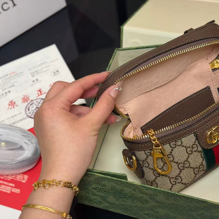 GUCCI OPHIDIA MINI BAG 15 IN BROWN GG CANVAS