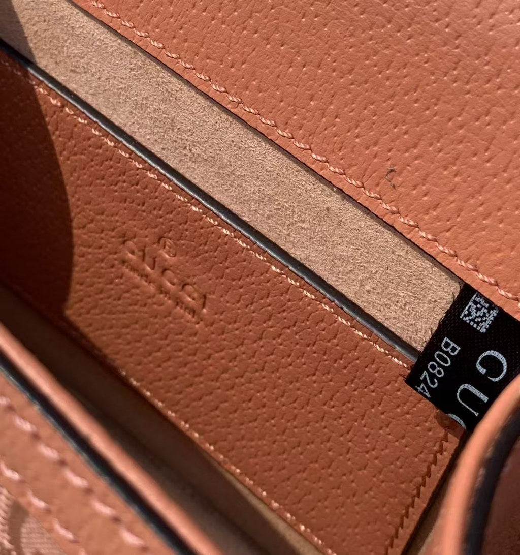 GUCCI OPHIDIA SHOULDER BAG 17 IN PINK CANVAS WITH LEATHER TRIM
