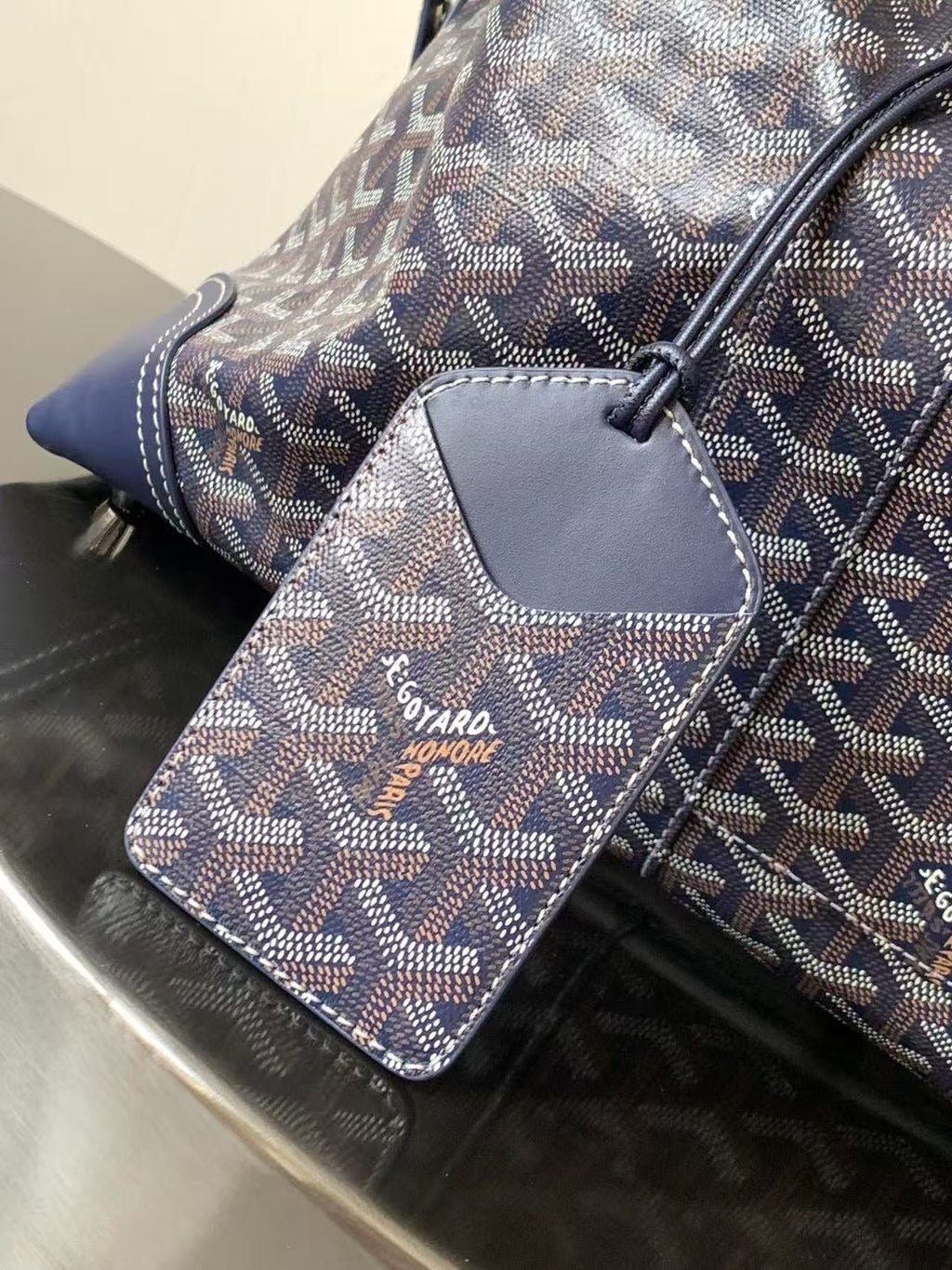 GOYARD BOEING 45 DUFFLE BAG IN NAVY BLUE GOYARDINE CANVAS