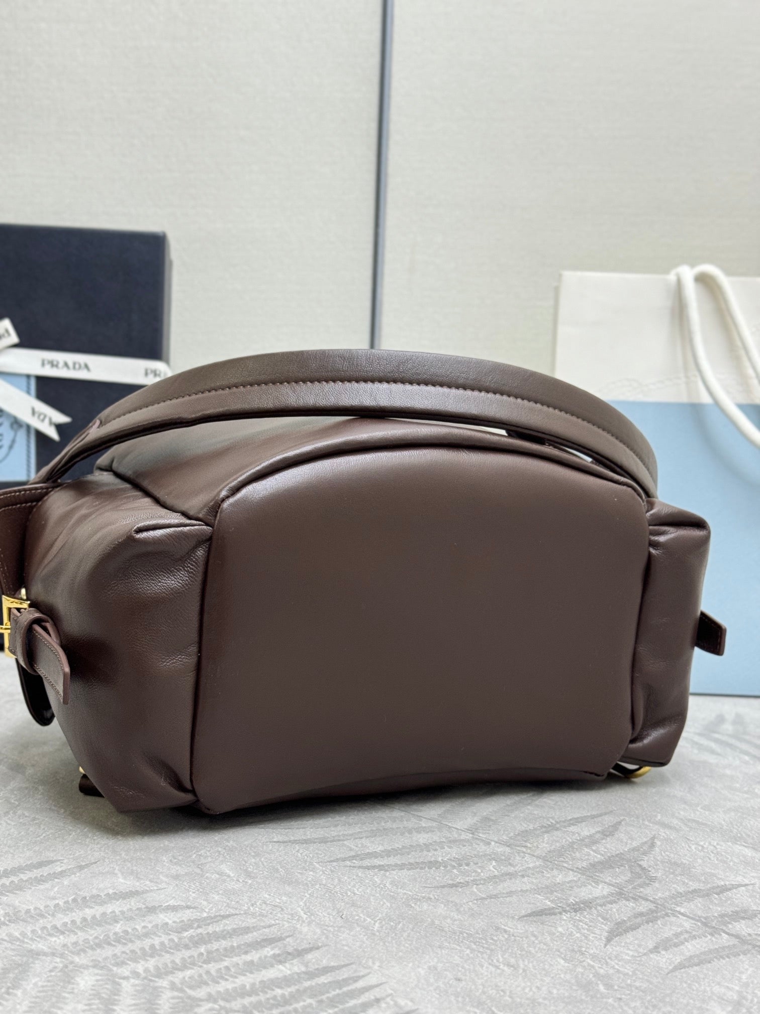 PRADA EXPLORE MEDIUM BACKPACK 29 IN BROWN CALFSKIN