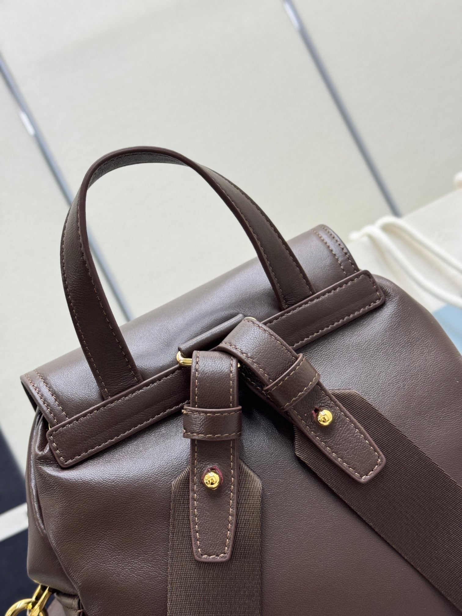 PRADA EXPLORE MEDIUM BACKPACK 29 IN BROWN CALFSKIN