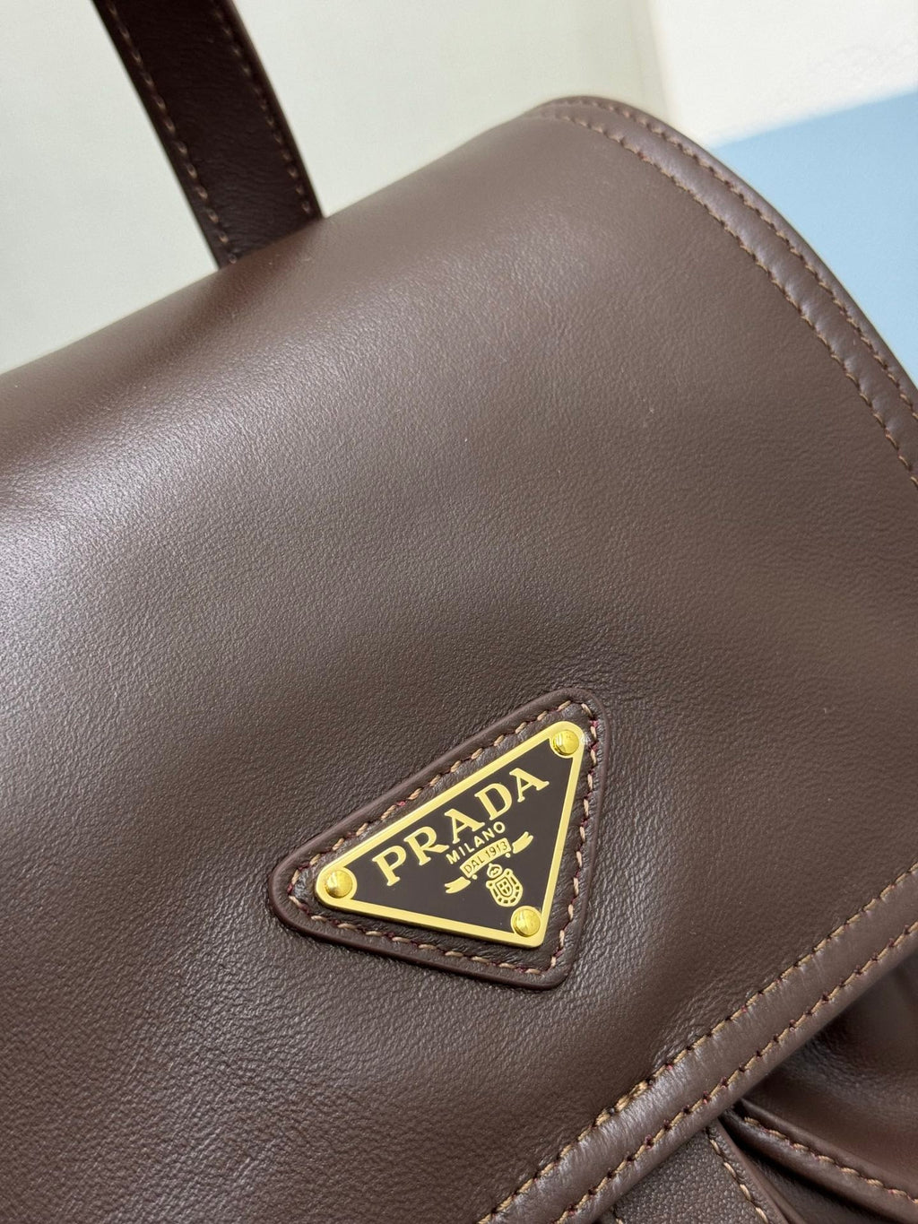 PRADA EXPLORE MEDIUM BACKPACK 29 IN BROWN CALFSKIN