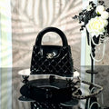 CHANEL SHOPPING BAG 19 IN BLACK GLOSSY CALFSKIN WITH GOLD-TONE HARDWARE