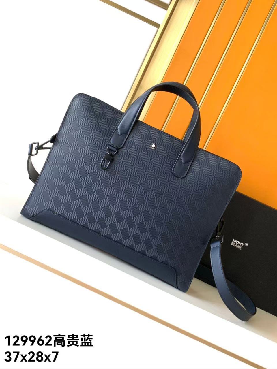 MONTBLANC EXTREME BRIEFCASE 37 IN NAVY BLUE CALFSKIN