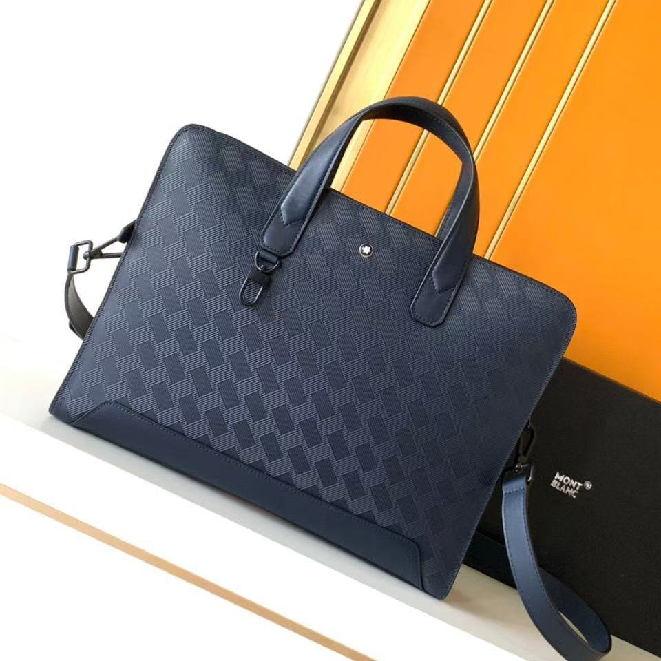 MONTBLANC EXTREME BRIEFCASE 37 IN NAVY BLUE CALFSKIN