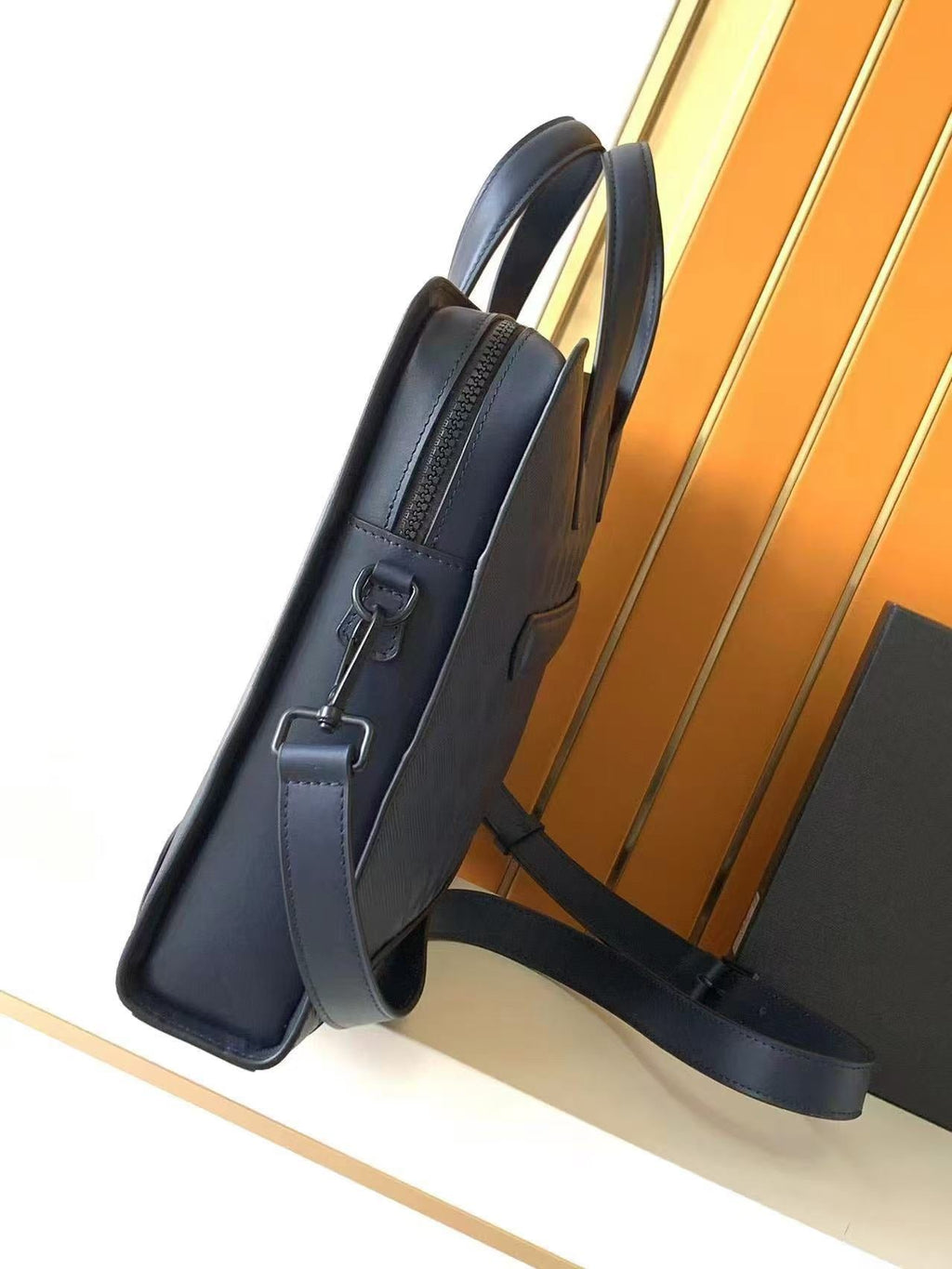 MONTBLANC EXTREME BRIEFCASE 37 IN NAVY BLUE CALFSKIN