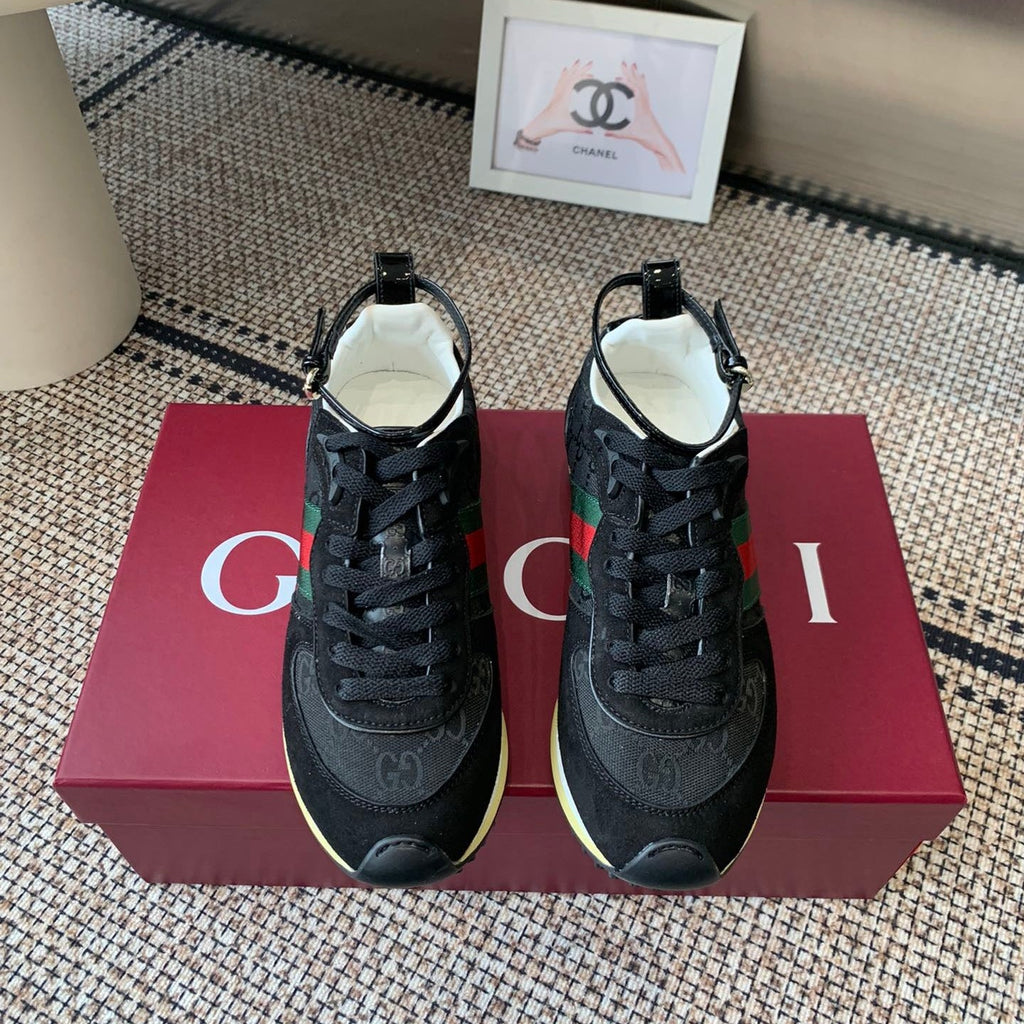 GUCCI RE-MOTION SNEAKERS IN BLACK CANVAS WITH SUEDE