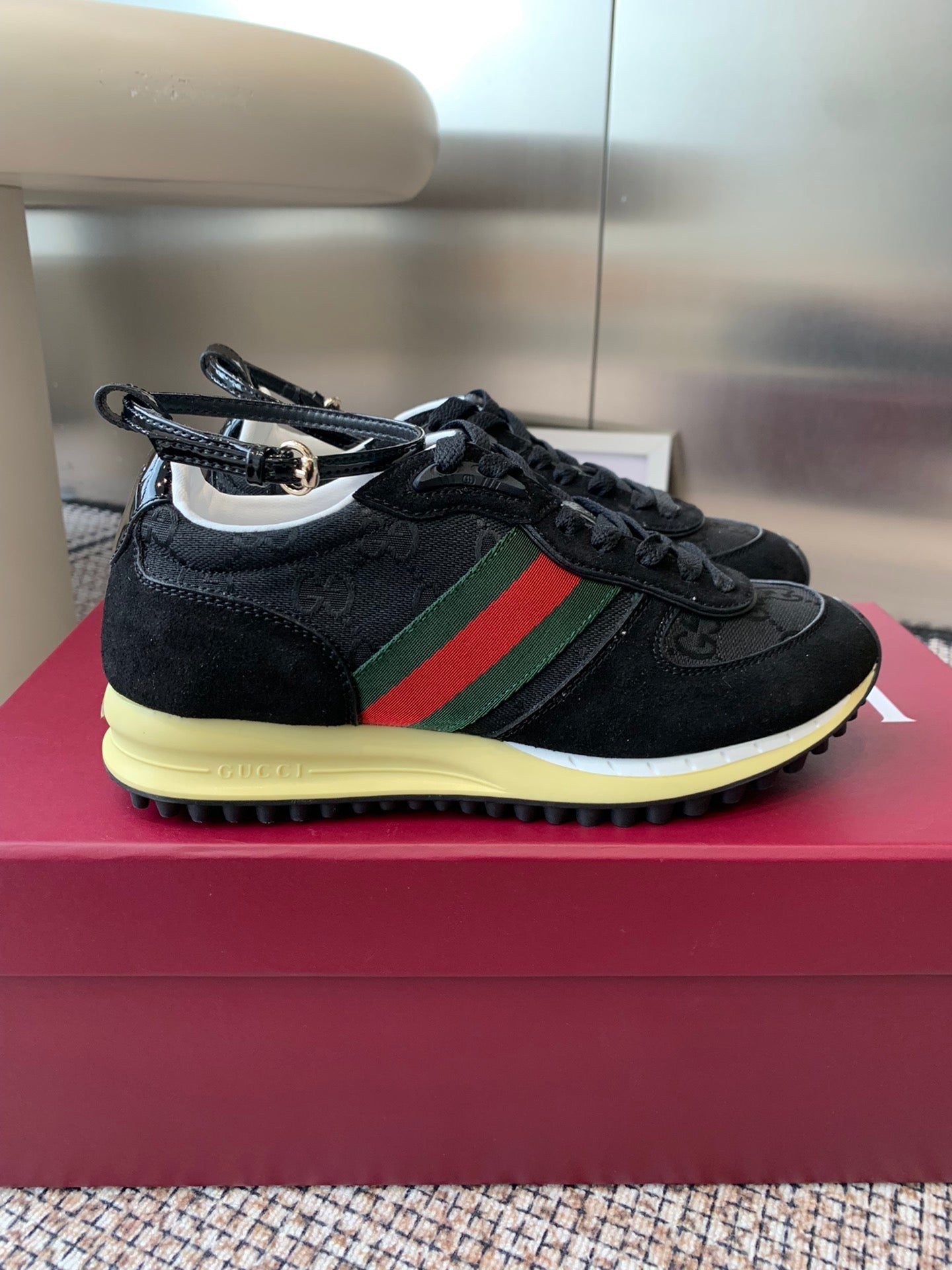 GUCCI RE-MOTION SNEAKERS IN BLACK CANVAS WITH SUEDE
