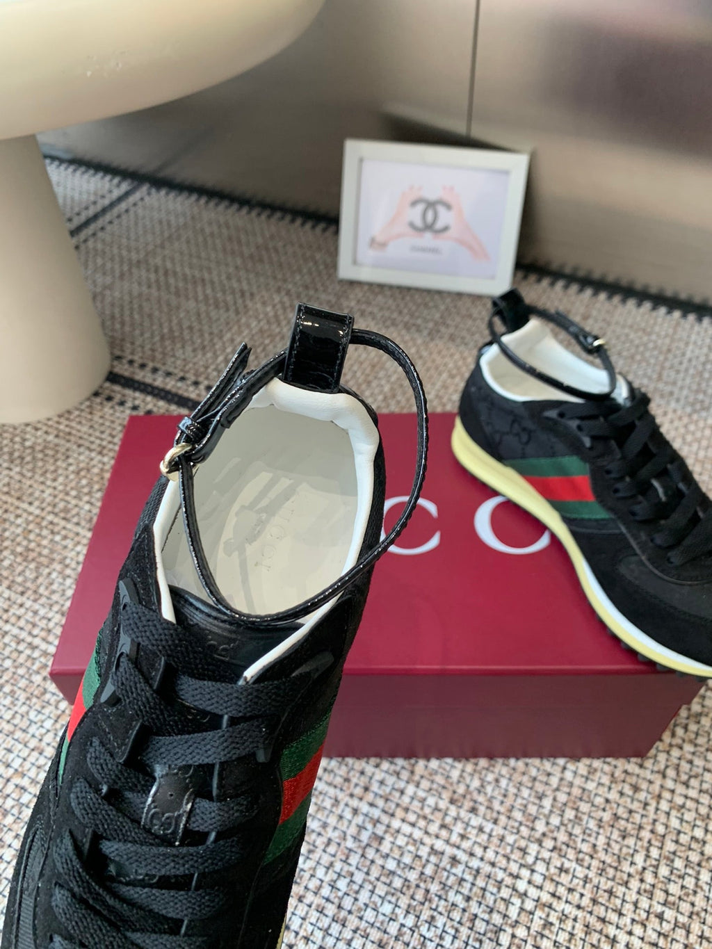 GUCCI RE-MOTION SNEAKERS IN BLACK CANVAS WITH SUEDE