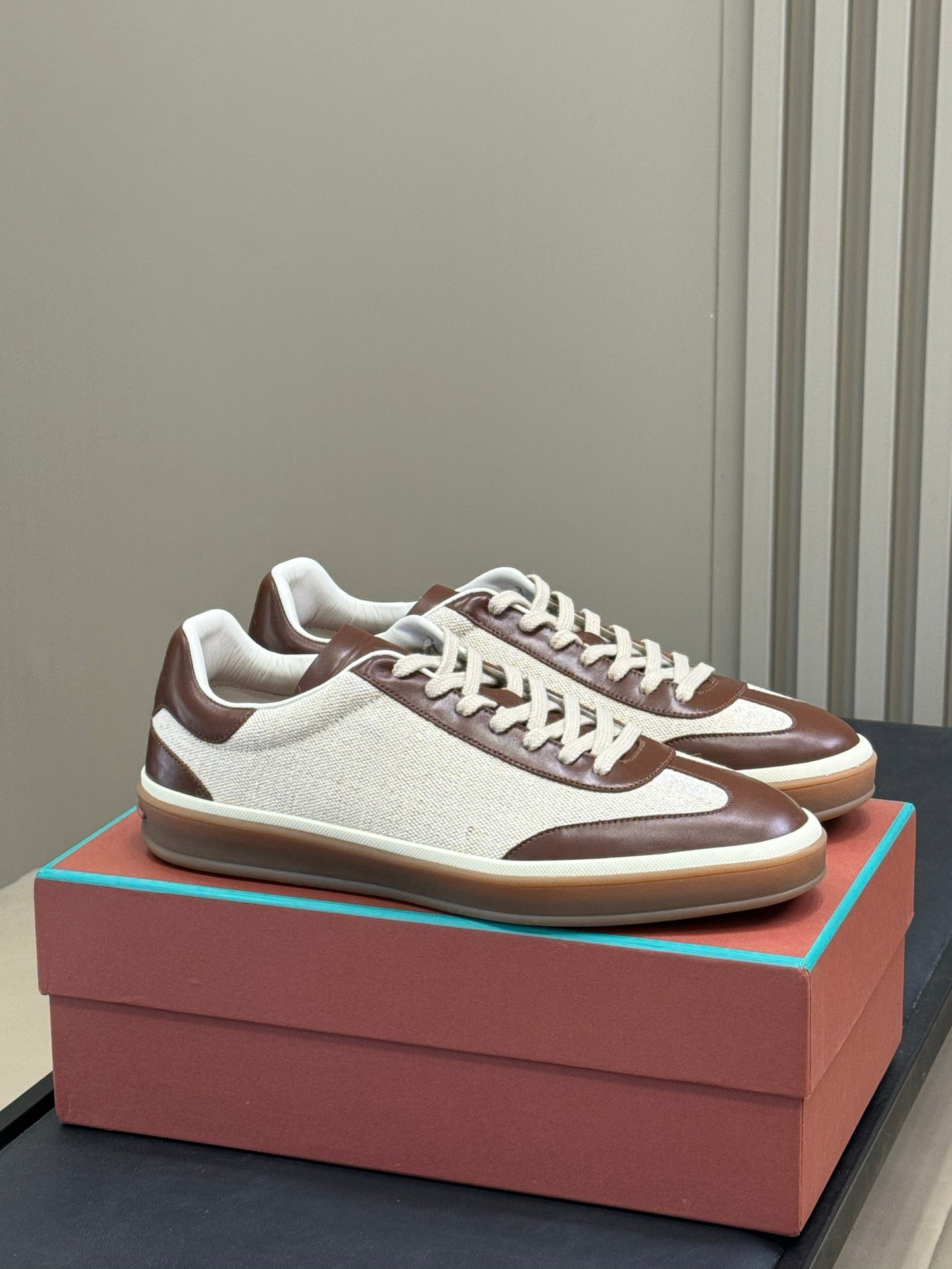 LP TENNIS WALK SNEAKER IN BROWN CALFSKIN MIX FABRIC