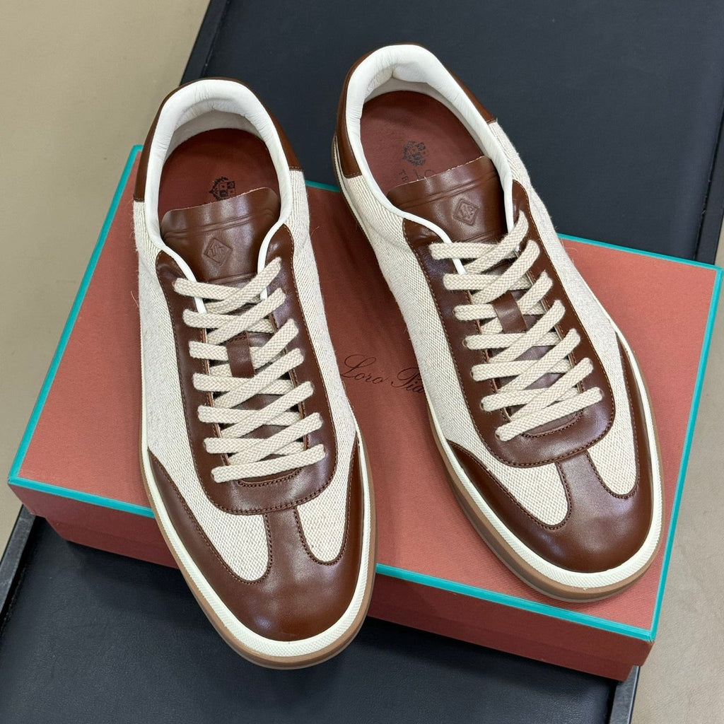 LP TENNIS WALK SNEAKER IN BROWN CALFSKIN MIX FABRIC
