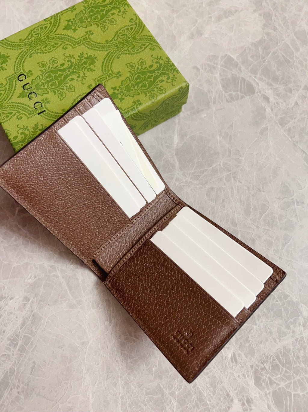 GUCCI BI-FOLD CARD HOLDER 11 IN BEIGE MIX BROWN MONOGRAM CANVAS