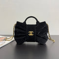 CHANEL MINI BOW BAG 26 IN BLACK VELVET WITH GOLD HARDWARE
