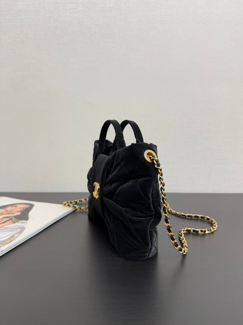 CHANEL MINI BOW BAG 26 IN BLACK VELVET WITH GOLD HARDWARE