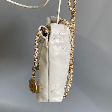 CC MINI 20 HANDBAG IN WHITE CALFSKIN GOLD HARDWARE