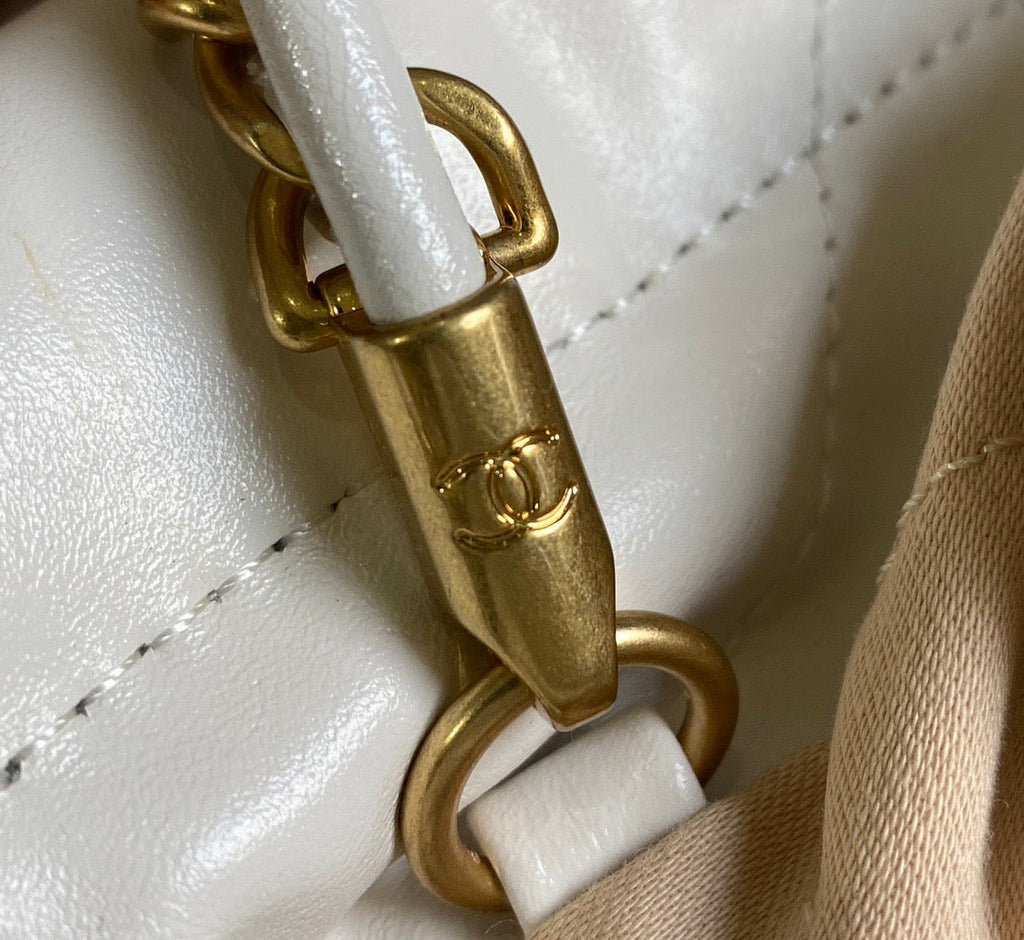 CC MINI 20 HANDBAG IN WHITE CALFSKIN GOLD HARDWARE