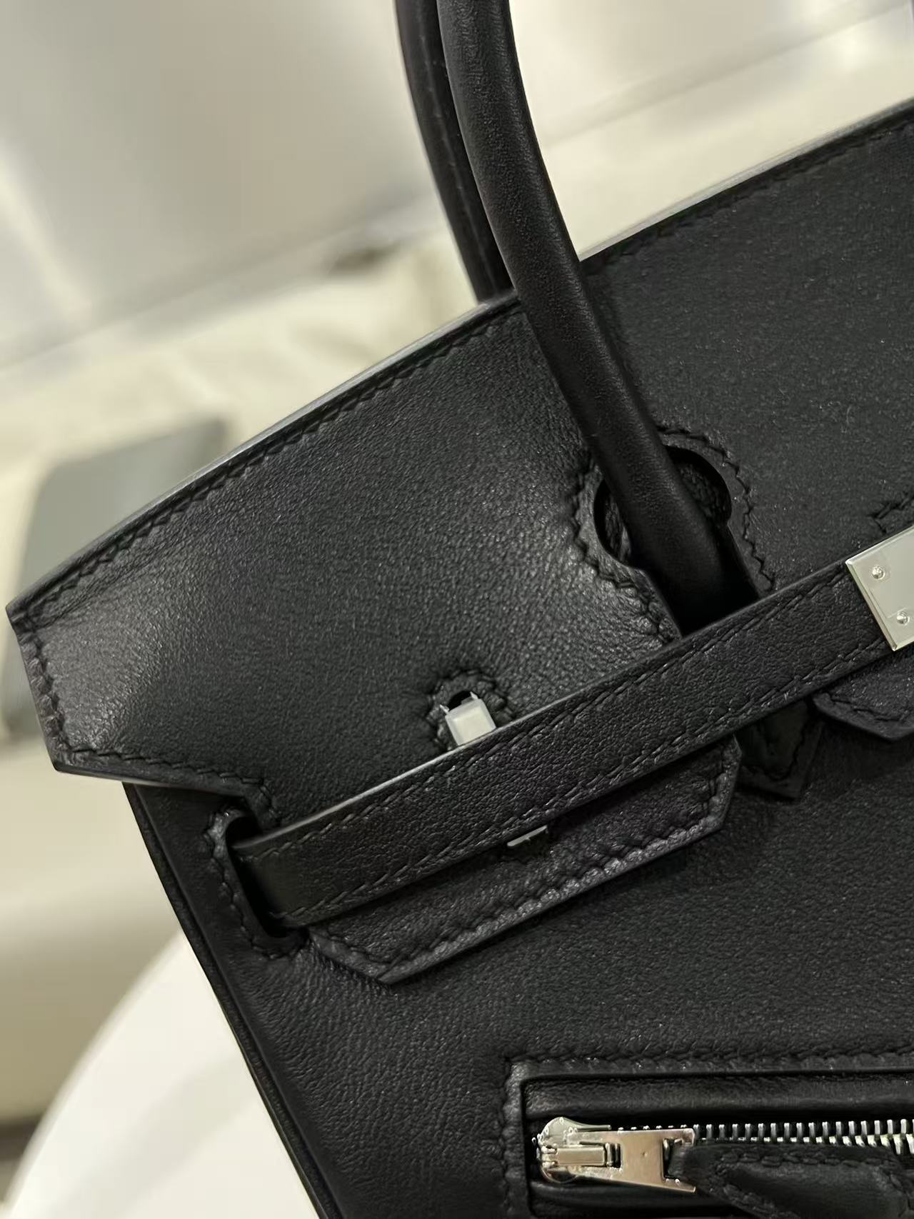 HM ROCK BIRKIN 25 BAG IN BLACK TOGO SILVER HARDWARE.