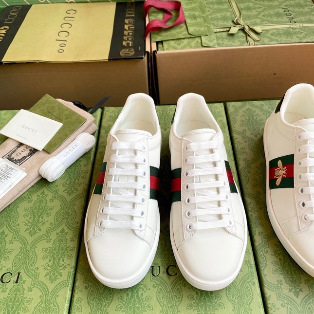 GG LOW-TOP SNEAKERS IN WHITE MIX RED AND GREEN CALFSKIN