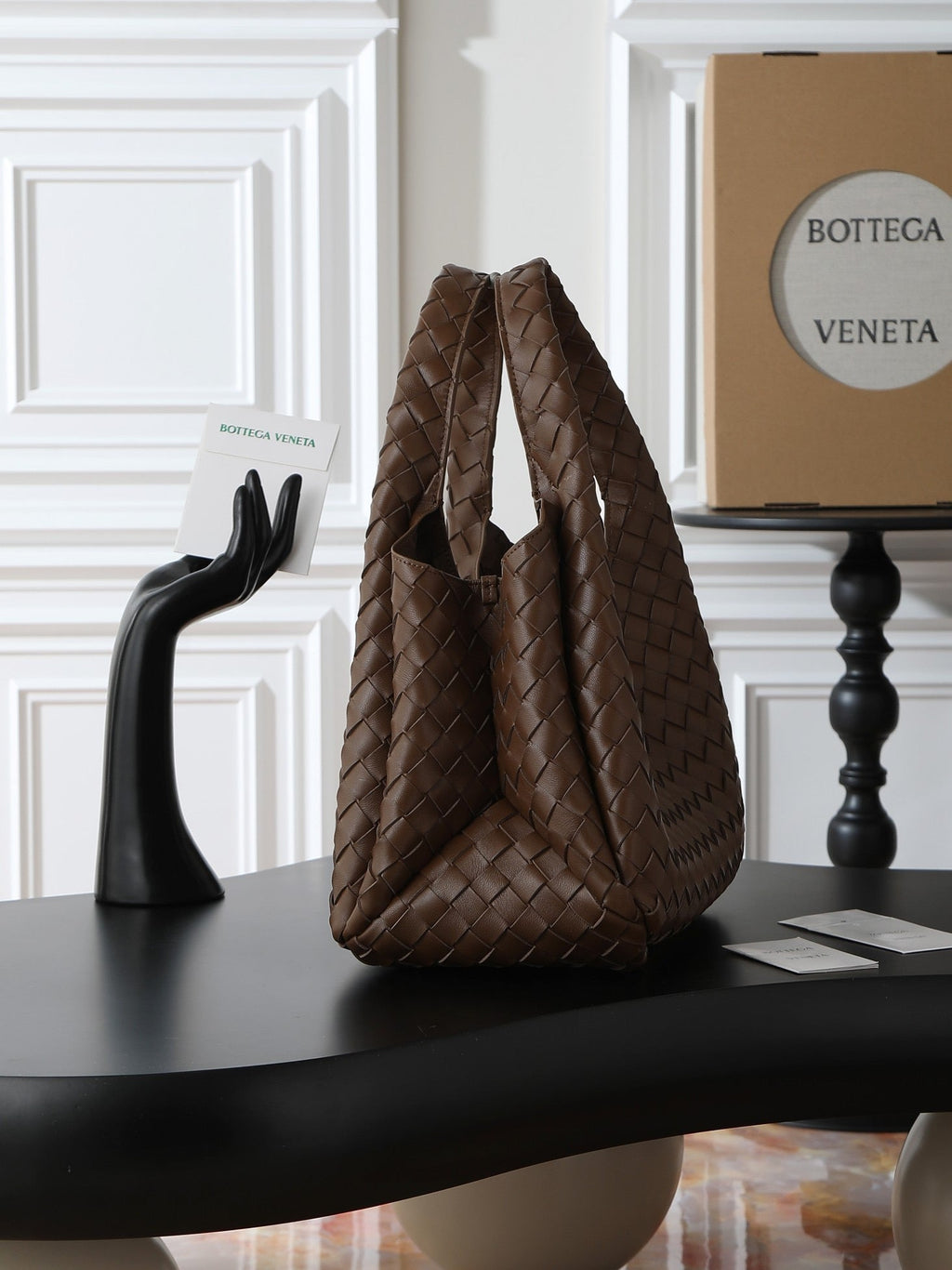 BV CAMPANA MEDIUM SHOULDER BAG 33 IN CHOCOLATE BROWN INTRECCIATO CALFSKIN
