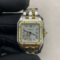 PANTHERE CARTIER WATCH GOLD AND SILVER CASE WITH CRYSTALS