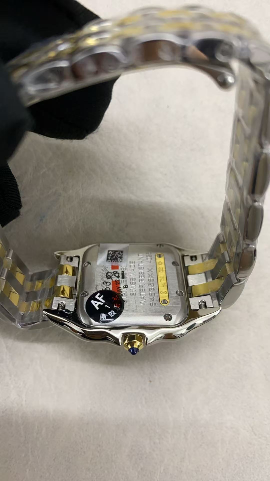 PANTHERE CARTIER WATCH GOLD AND SILVER CASE WITH CRYSTALS