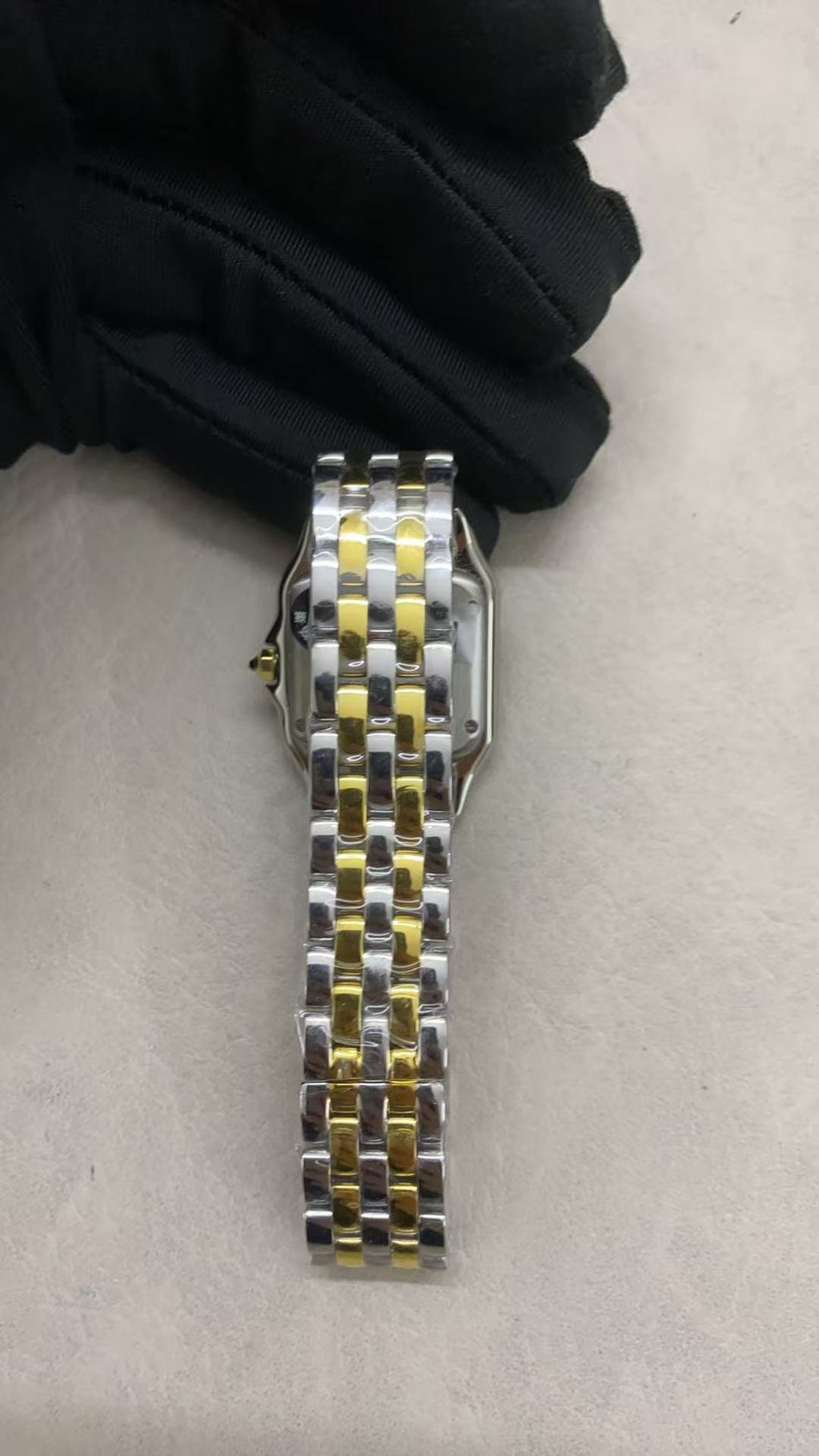 PANTHERE CARTIER WATCH GOLD AND SILVER CASE WITH CRYSTALS