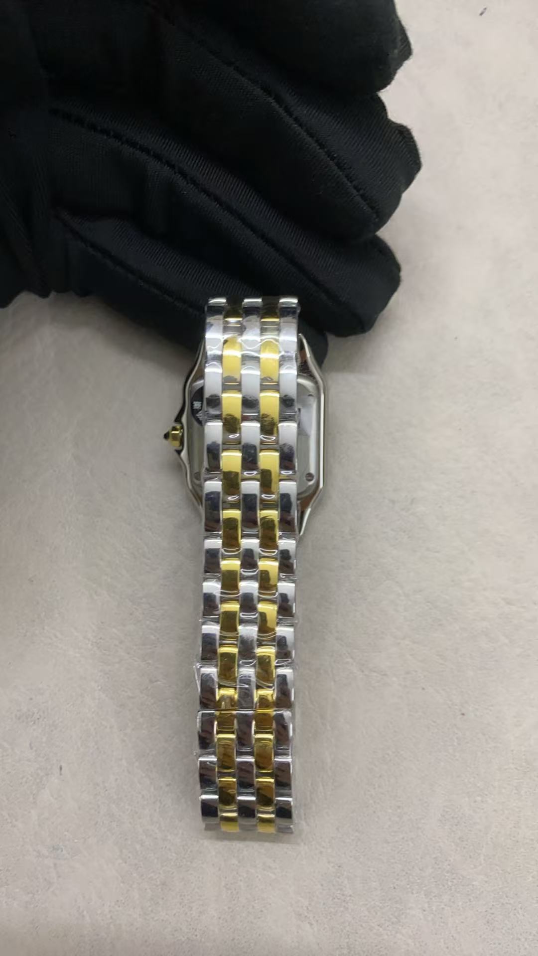 PANTHERE CARTIER WATCH GOLD AND SILVER CASE WITH CRYSTALS