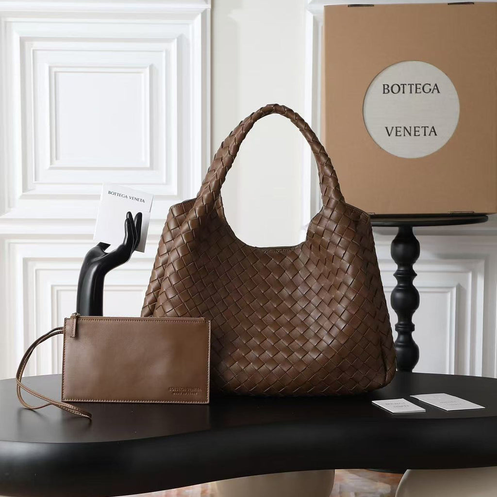 BV CAMPANA LARGE SHOULDER BAG 39 IN CHOCOLATE BROWN INTRECCIATO CALFSKIN