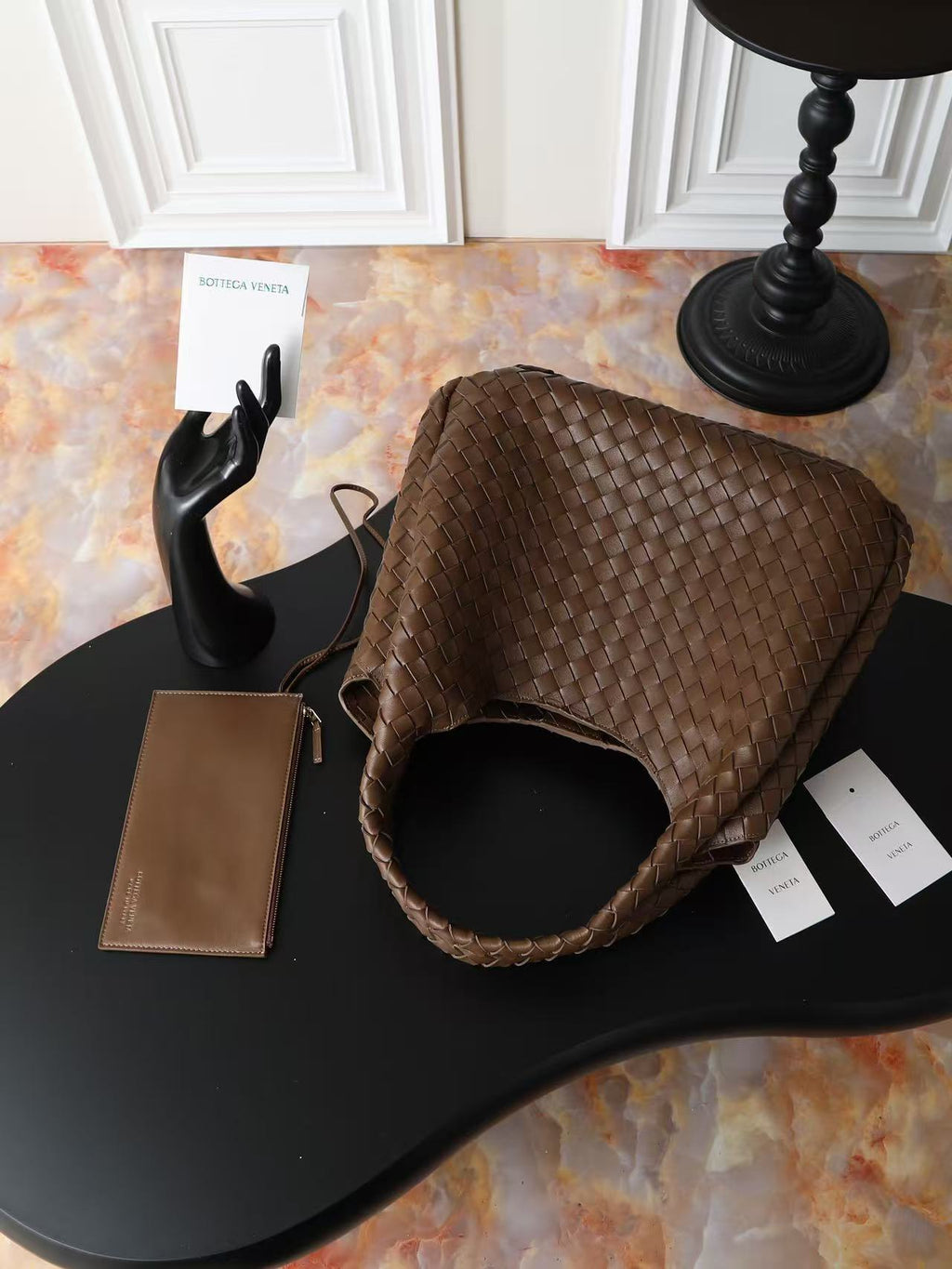 BV CAMPANA LARGE SHOULDER BAG 39 IN CHOCOLATE BROWN INTRECCIATO CALFSKIN