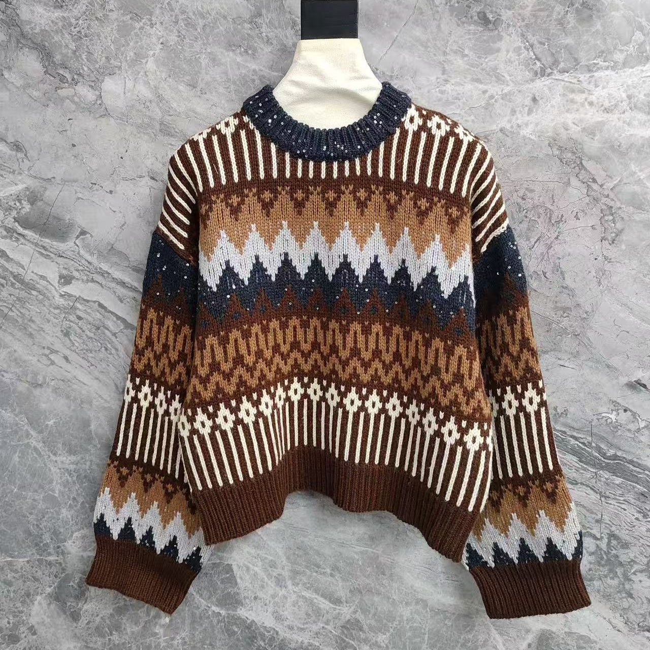 BRUNELLO CUCINELLI CREWNECK SWEATER IN COLORFUL QA3