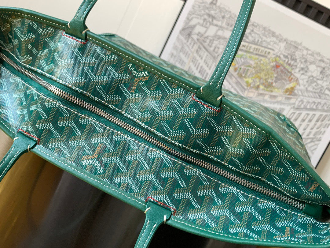 SAINT LOUIS 30 IN GREEN GOYARDINE CANVAS MIX CALFSKIN