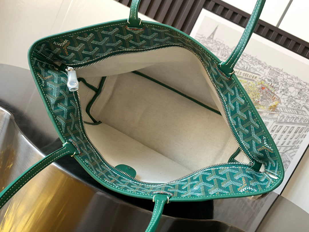 SAINT LOUIS 30 IN GREEN GOYARDINE CANVAS MIX CALFSKIN