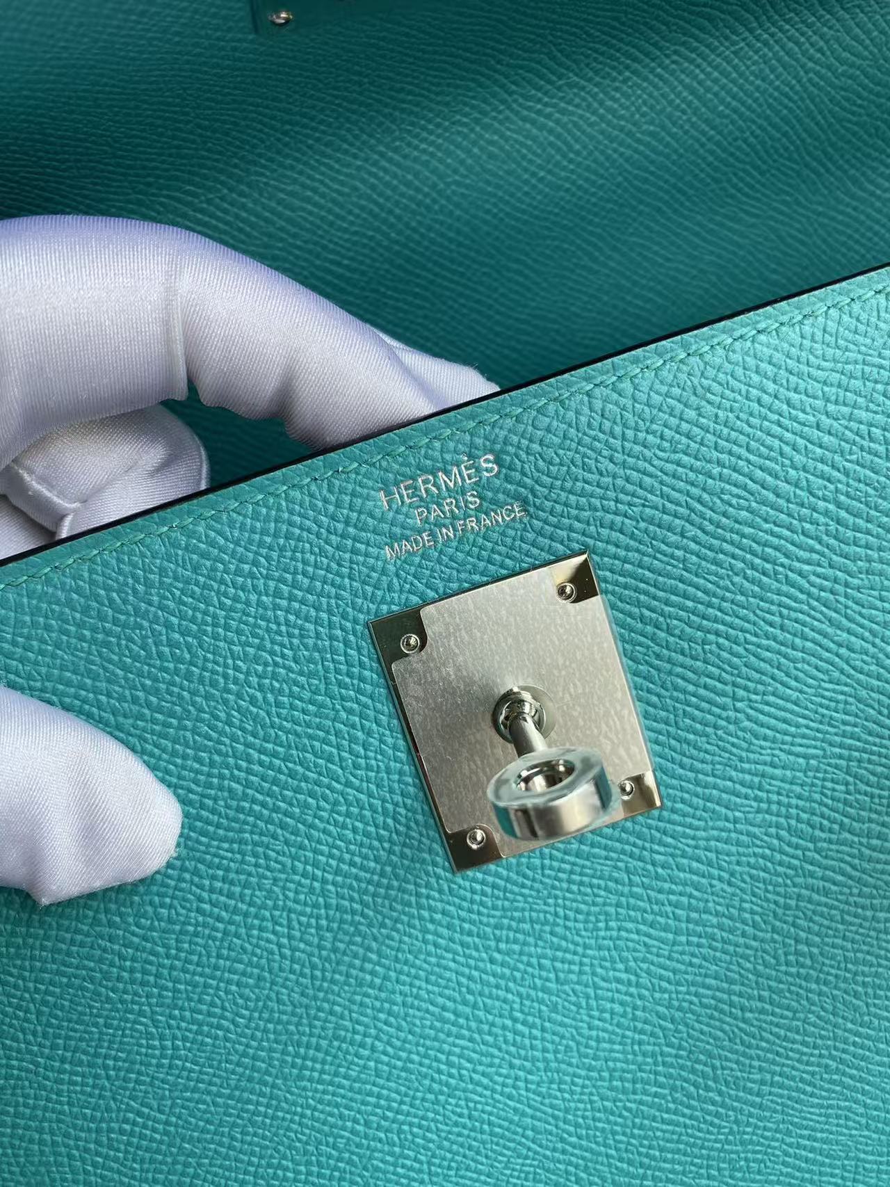 HM KELLY BAG 32 IN BLEU PAON TOGO LEATHER WITH SILVER HARDWARE